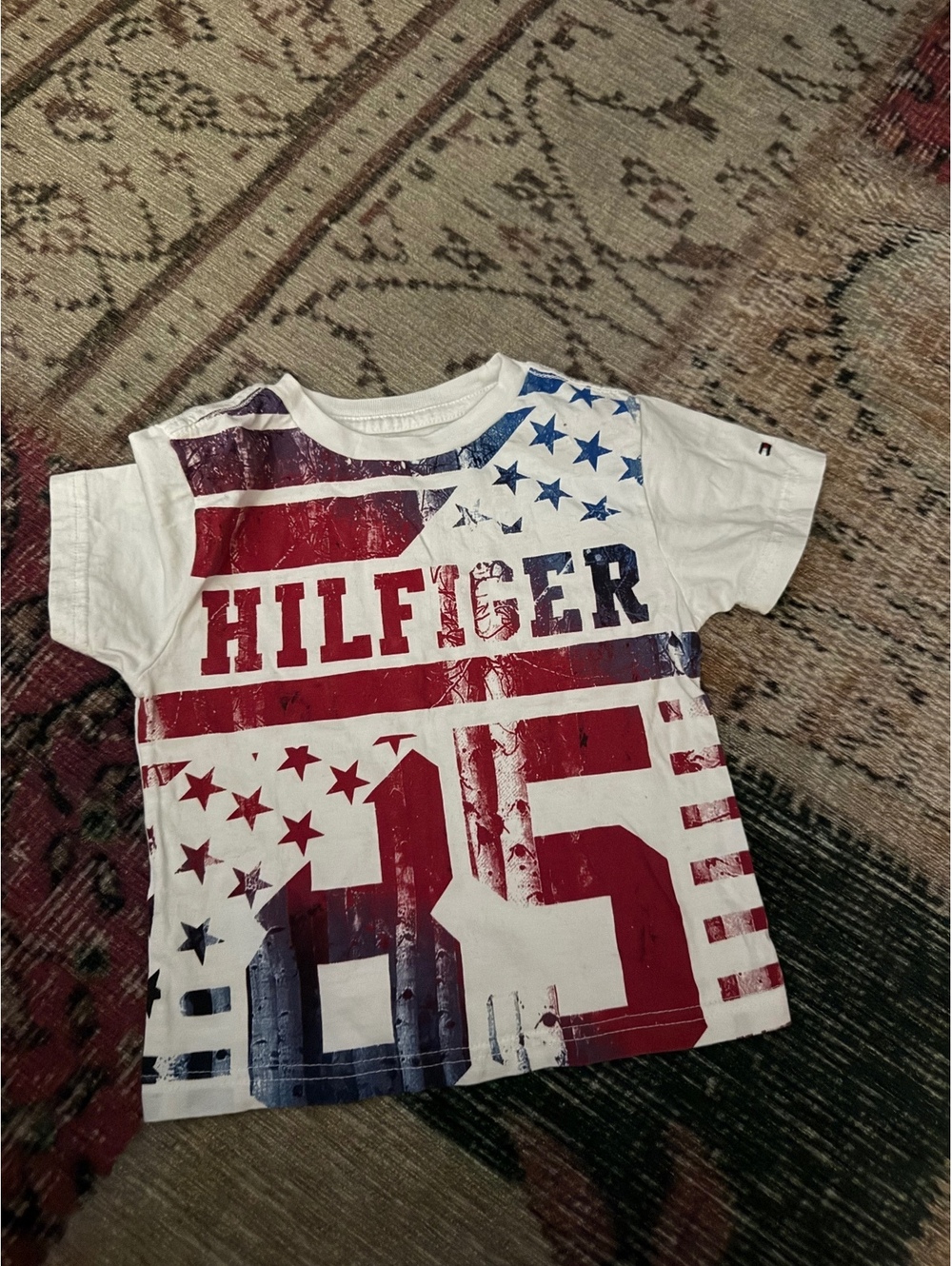 Tommy Hilfinger 85red white blue USA patriotic toddler shirt